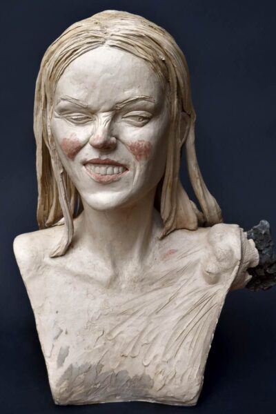 scultura femminile mezzobusto grès policromo 1